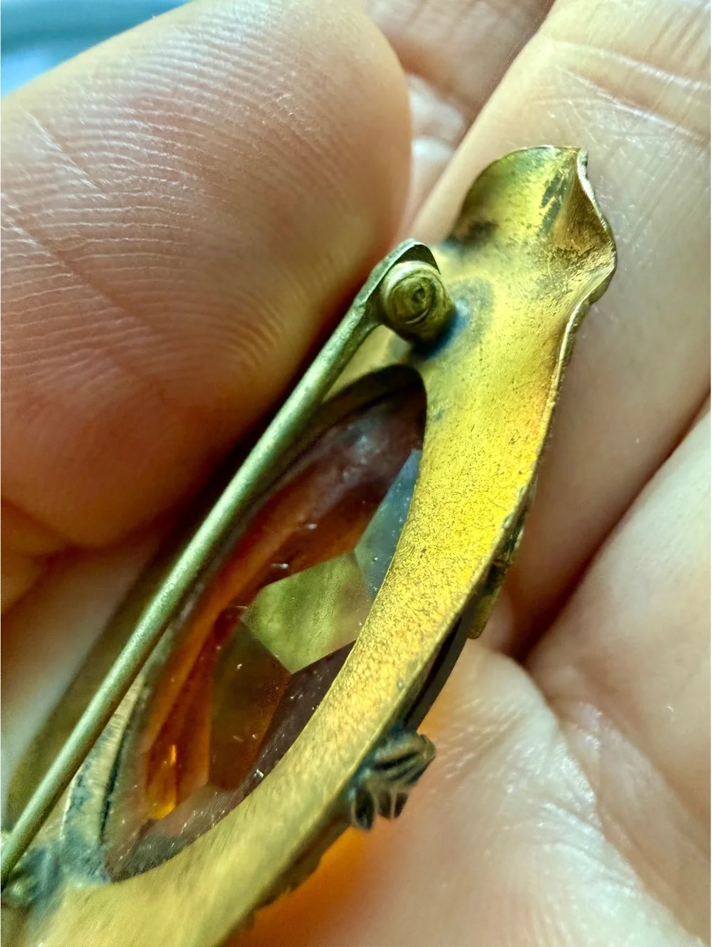 Antique Late Victorian Edwardian Czech Glass Brooch
